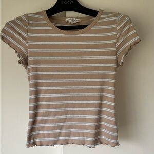 Hippie RoseStriped Tan and White Women's Top